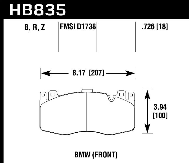 2015-2019 BMW X6 Disc Brake Pad Set - Front (Hawk)