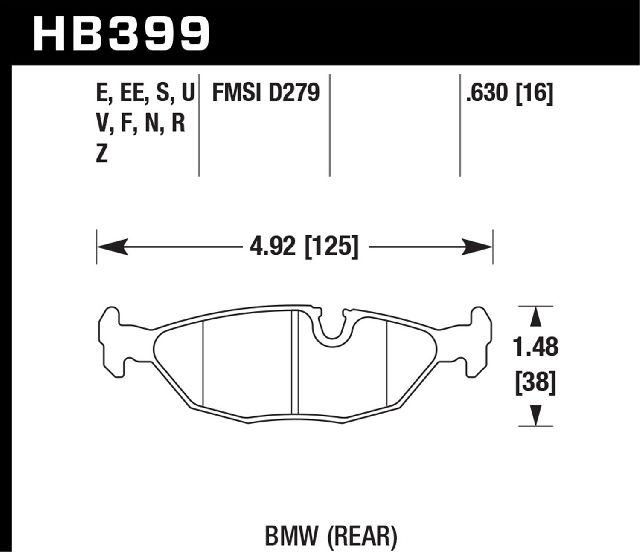 1985-1987 BMW 535i Disc Brake Pad Set - Rear (Hawk)
