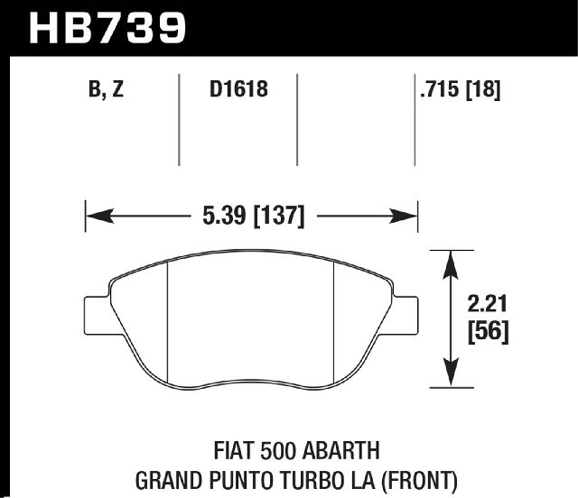 2012-2013 Fiat 500 Disc Brake Pad Set - Front (Hawk)