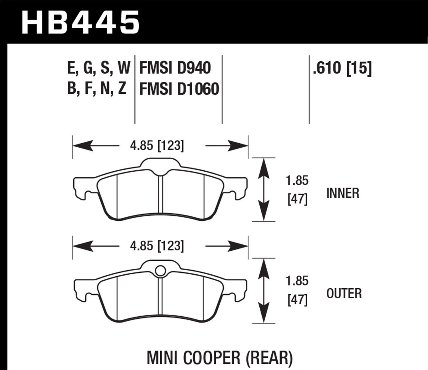 2009, 2008, 2007, 2006, 2005, 2004, 2003, 2002 Mini Cooper Disc Brake Pad Set
