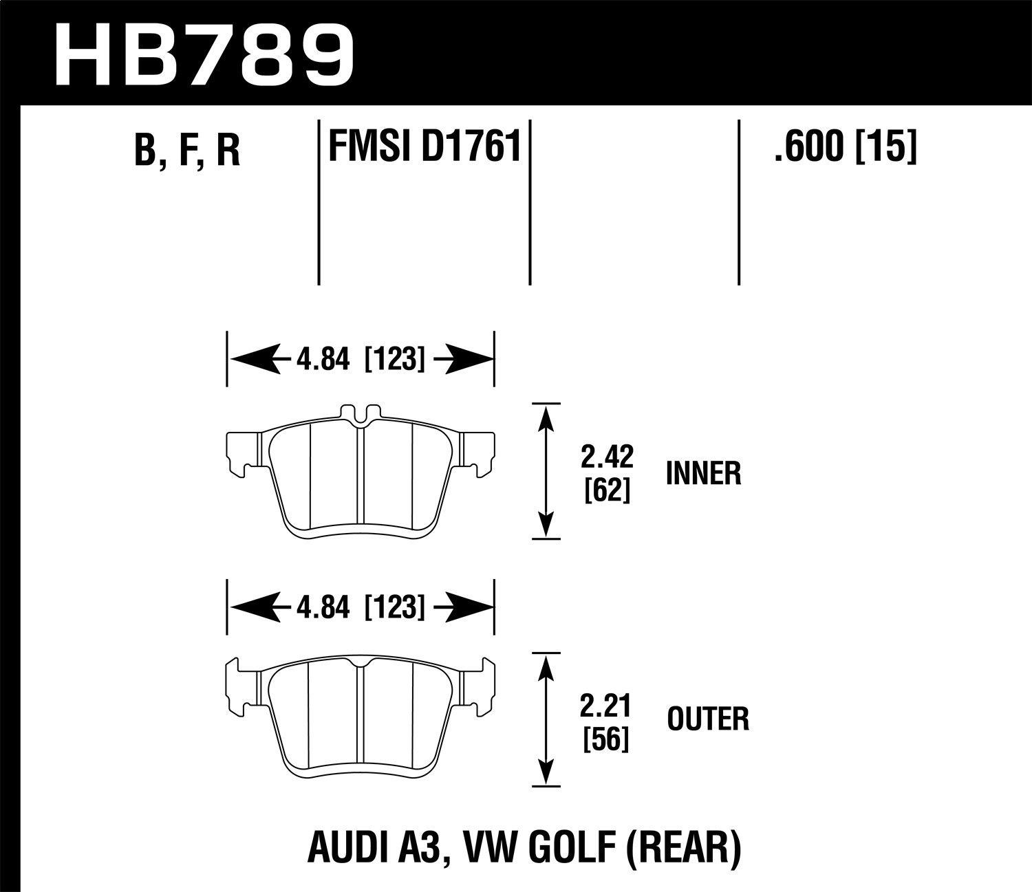 2019, 2018 Audi RS3 Disc Brake Pad Set