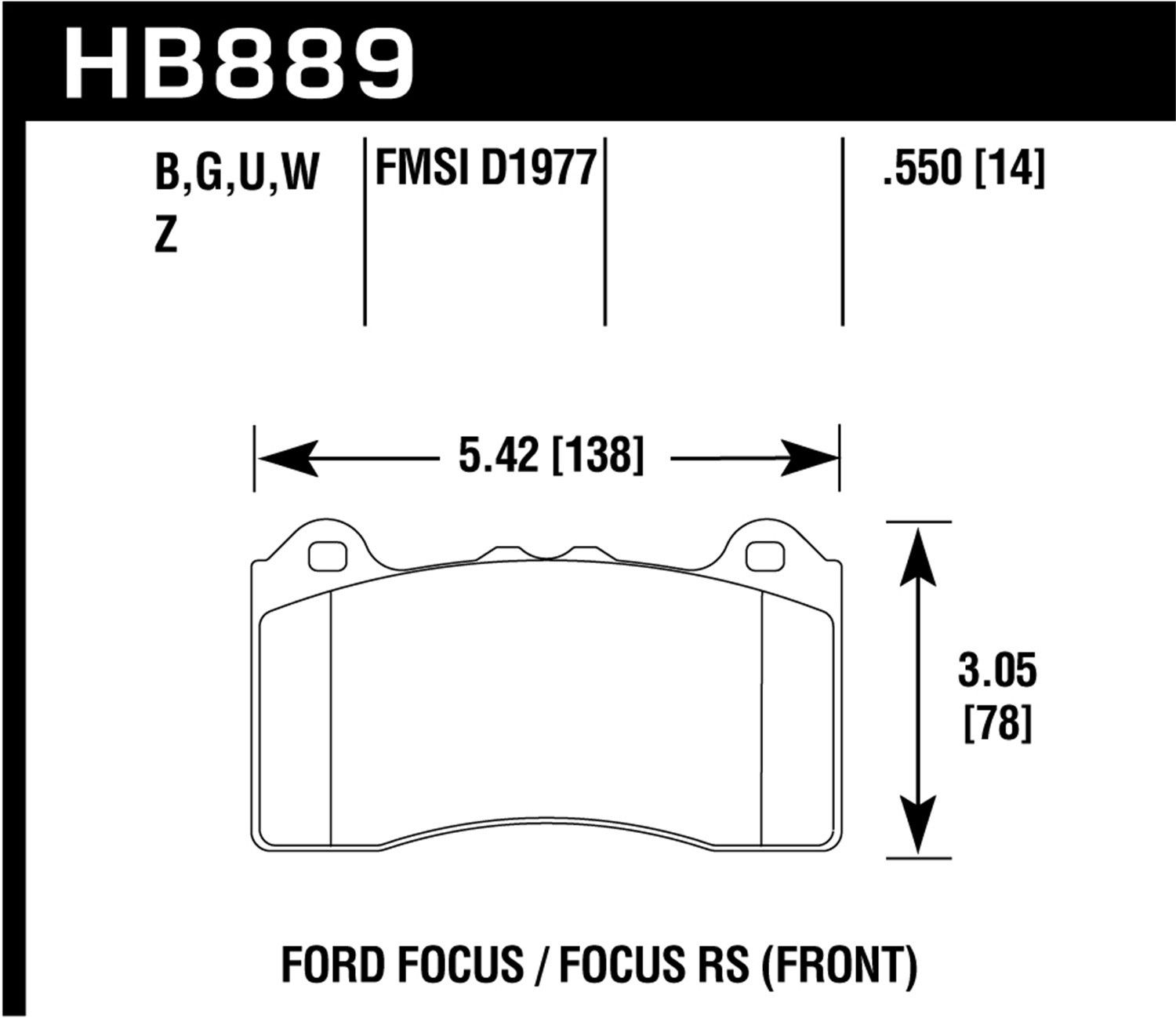 2018, 2017, 2016 Ford Focus Disc Brake Pad Set