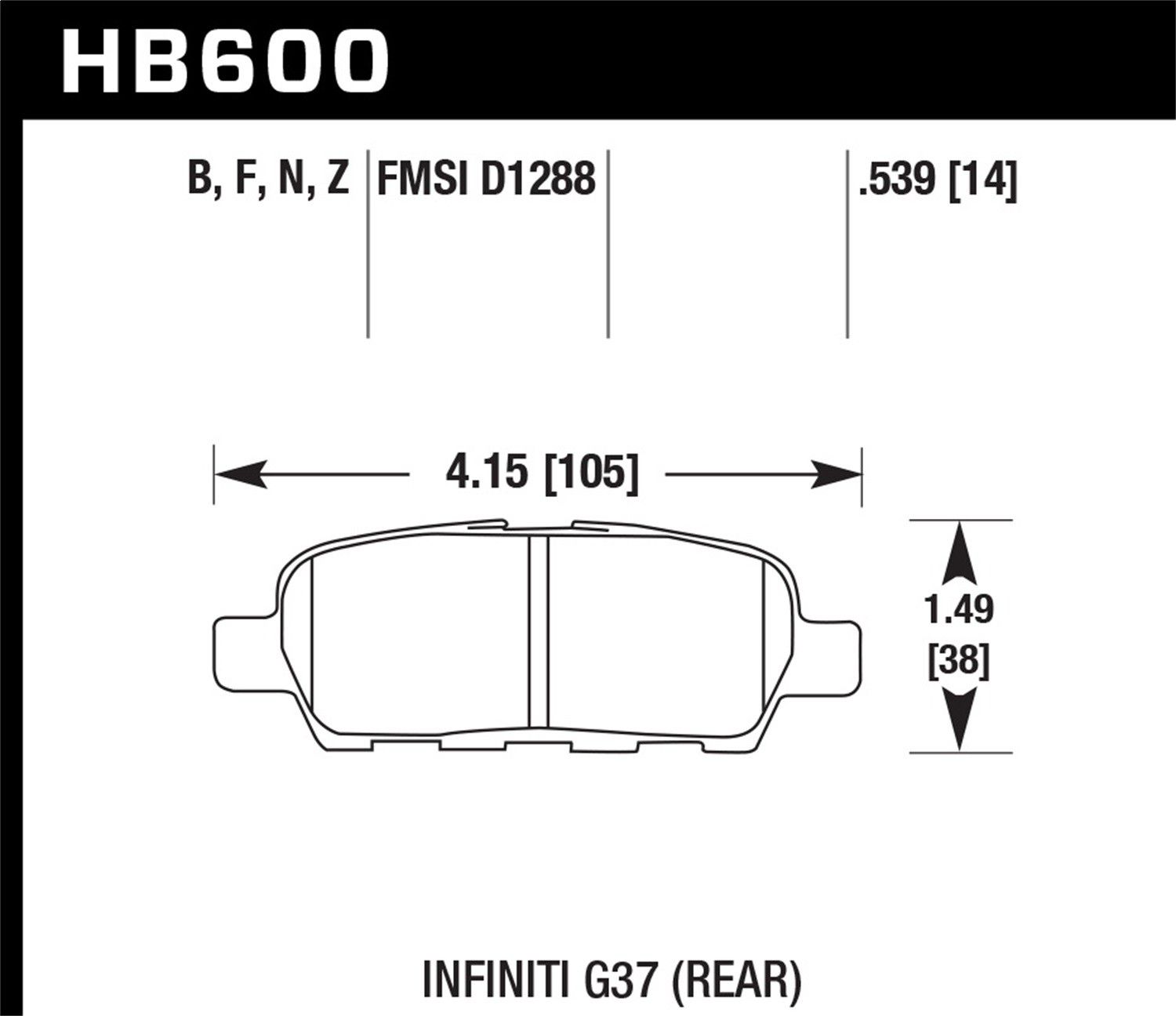 2010, 2009, 2008 INFINITI EX35 Quattro Disc Brake Pad Set