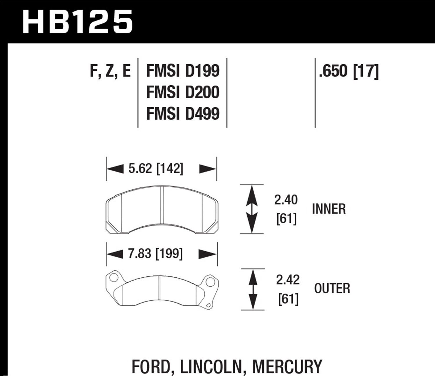 1986, 1985, 1984 Ford Mustang Squire Disc Brake Pad Set
