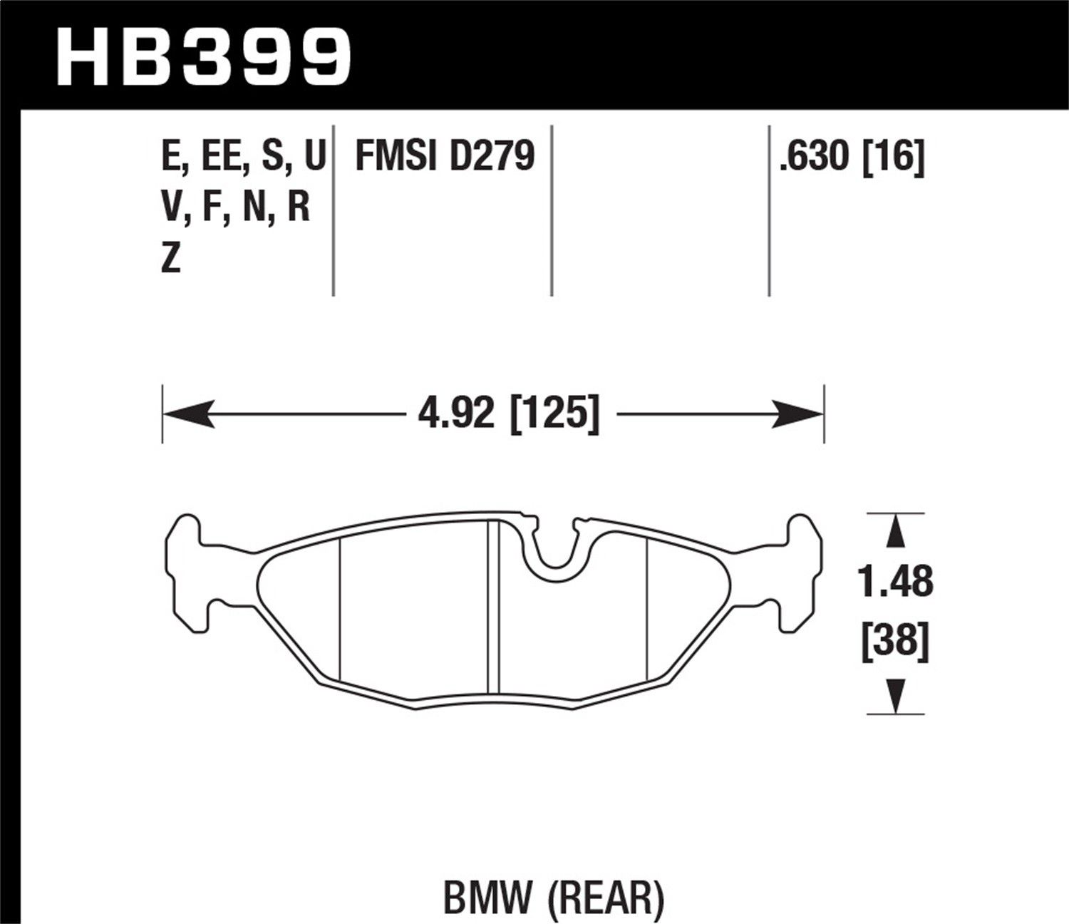 1988, 1987, 1986, 1985 BMW 635CSi Disc Brake Pad Set