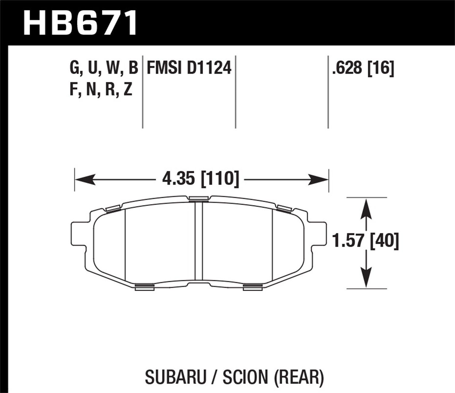 2015, 2014 Subaru Forester Disc Brake Pad Set