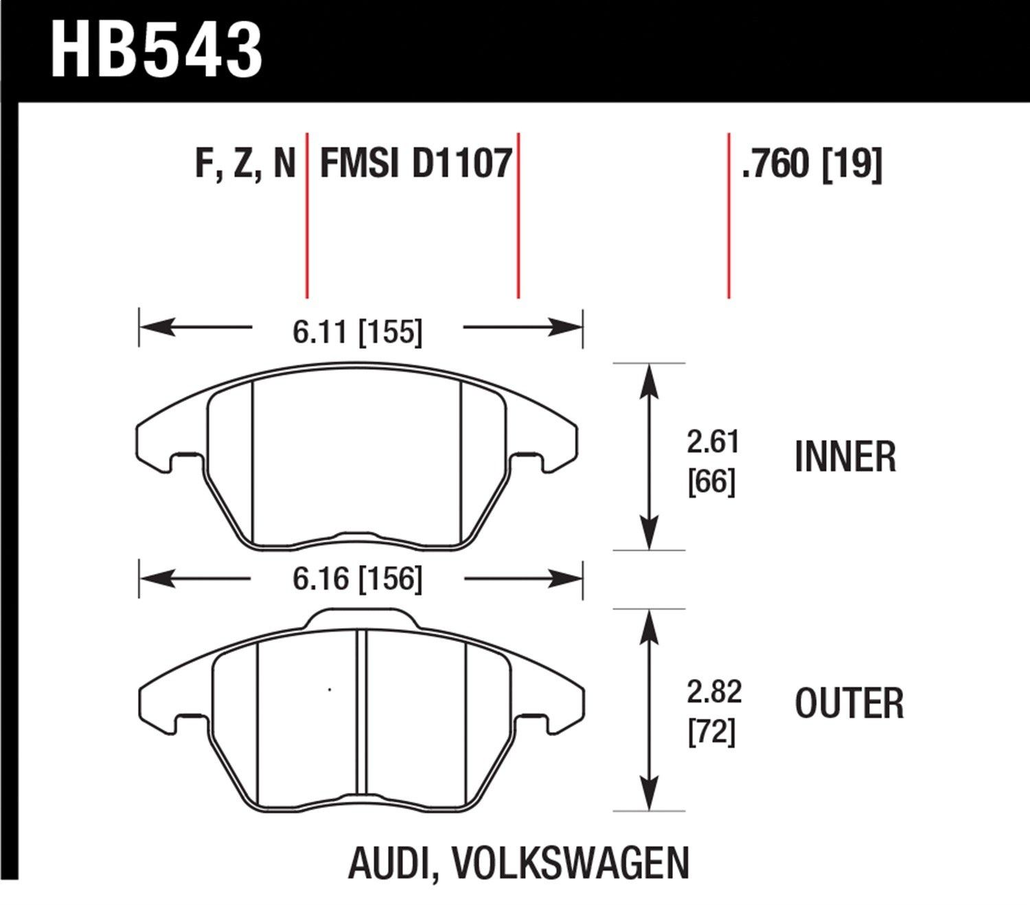 2016, 2015 Audi Q3 Disc Brake Pad Set