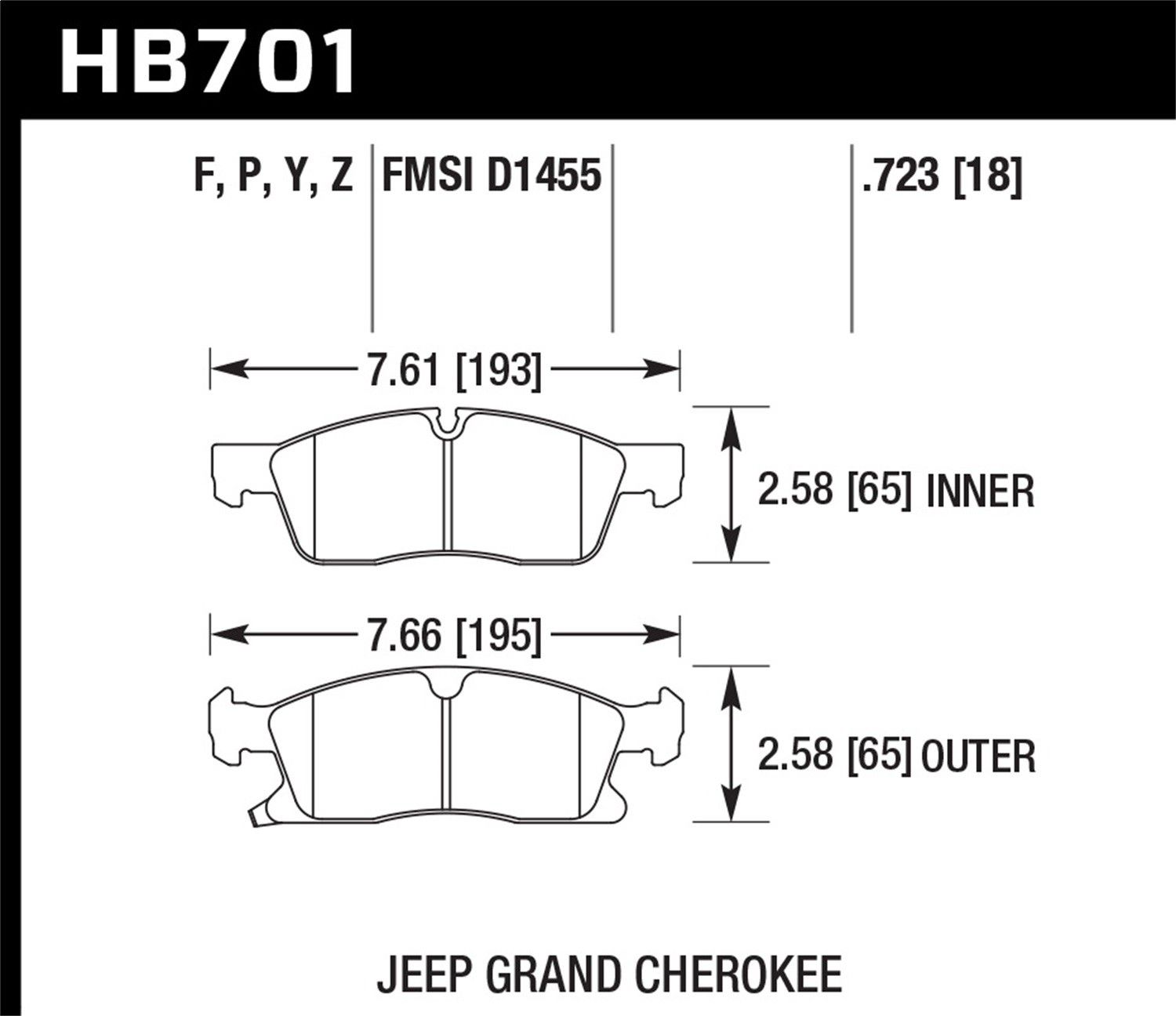 2015, 2014, 2013, 2012, 2011 Dodge Durango Disc Brake Pad Set