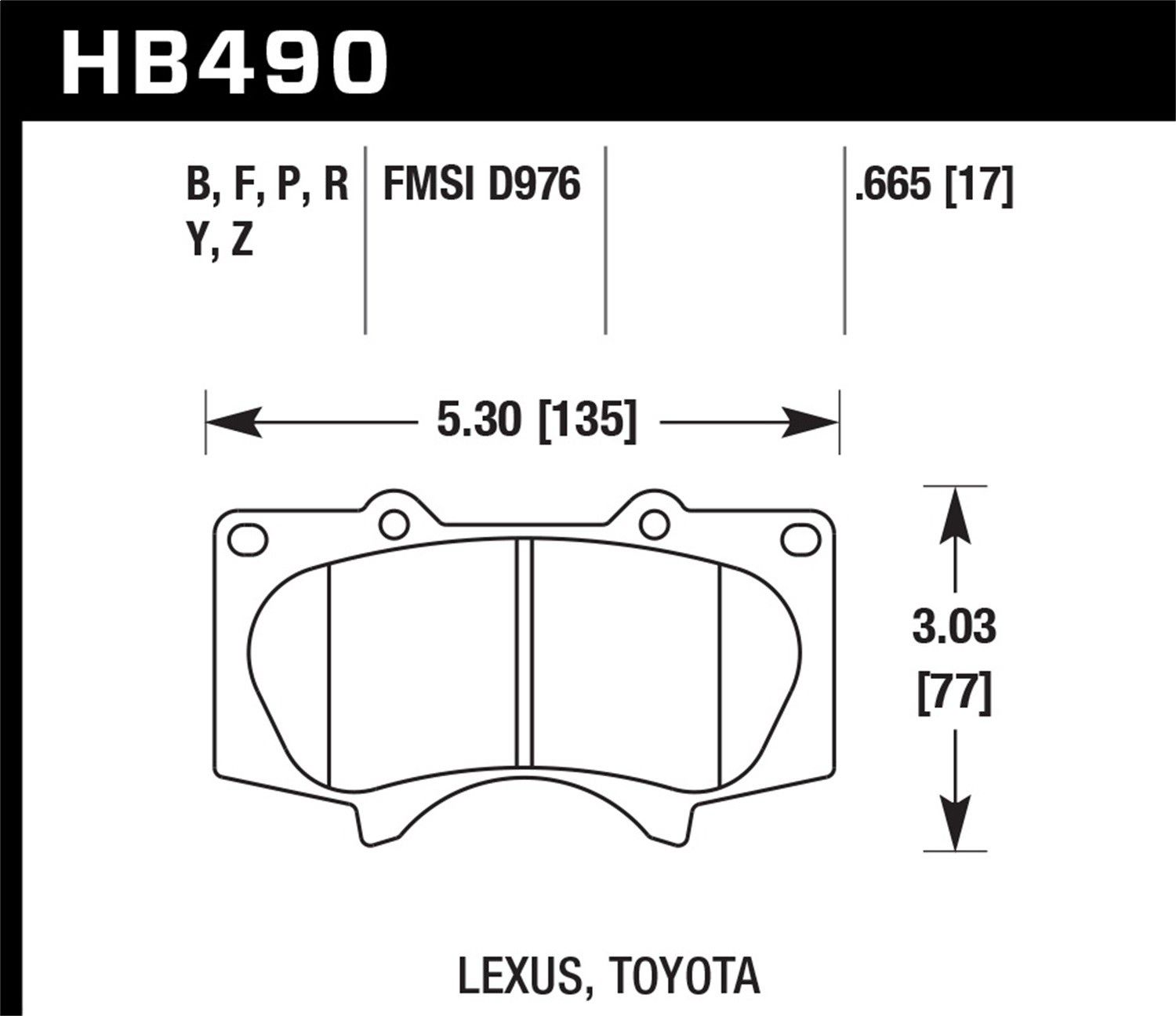 2009, 2008, 2007, 2006, 2005, 2004, 2003 Lexus GX470 Disc Brake Pad Set