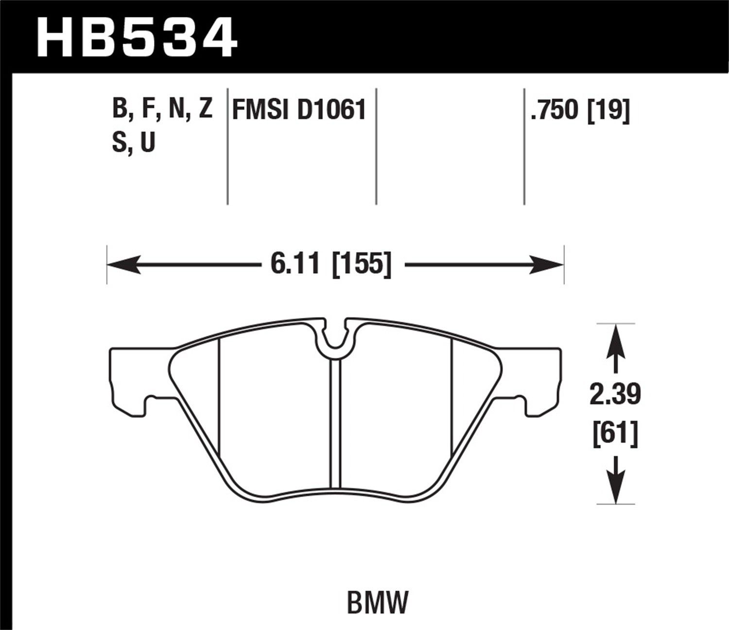 2009-2016 BMW 128i Disc Brake Pad Set Hawk