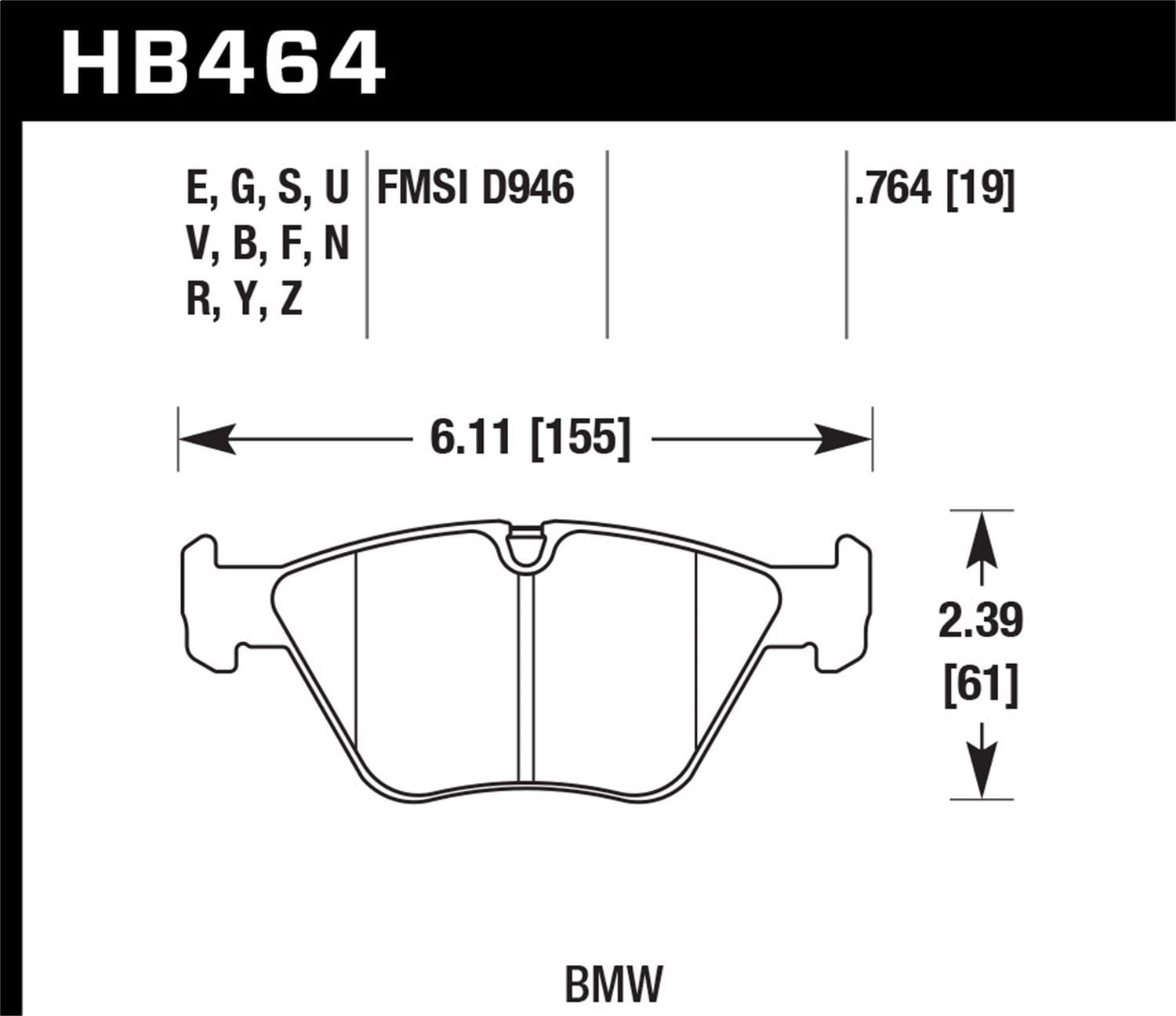 2006-2008 BMW 330Ci Disc Brake Pad Set Hawk