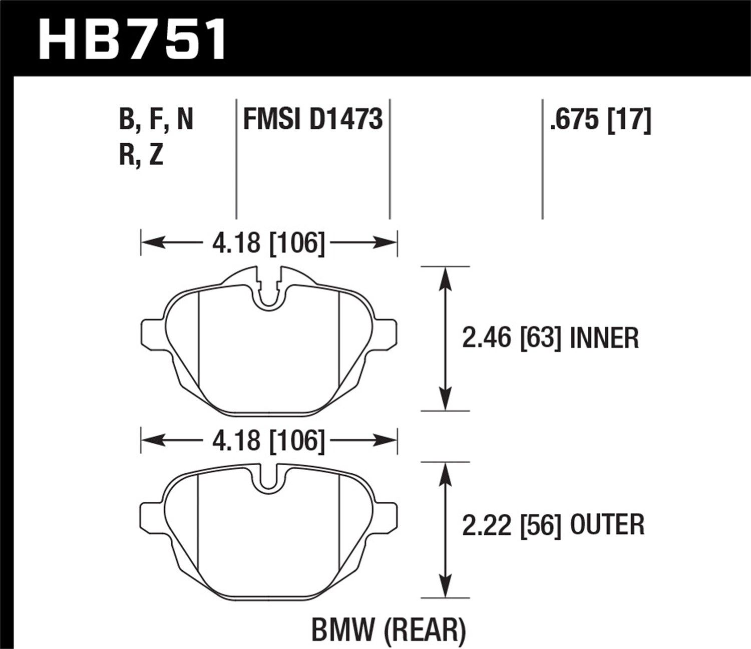 2013-2016 BMW 530e Disc Brake Pad Set Hawk