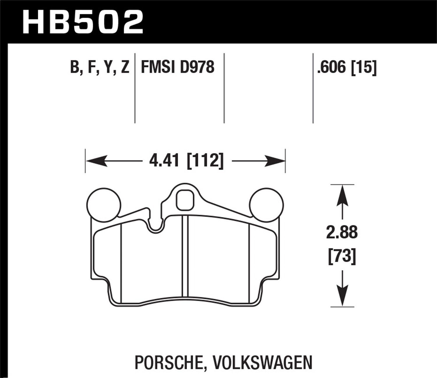 2009, 2008, 2007, 2006, 2005, 2004, 2003 Porsche Cayenne Disc Brake Pad Set
