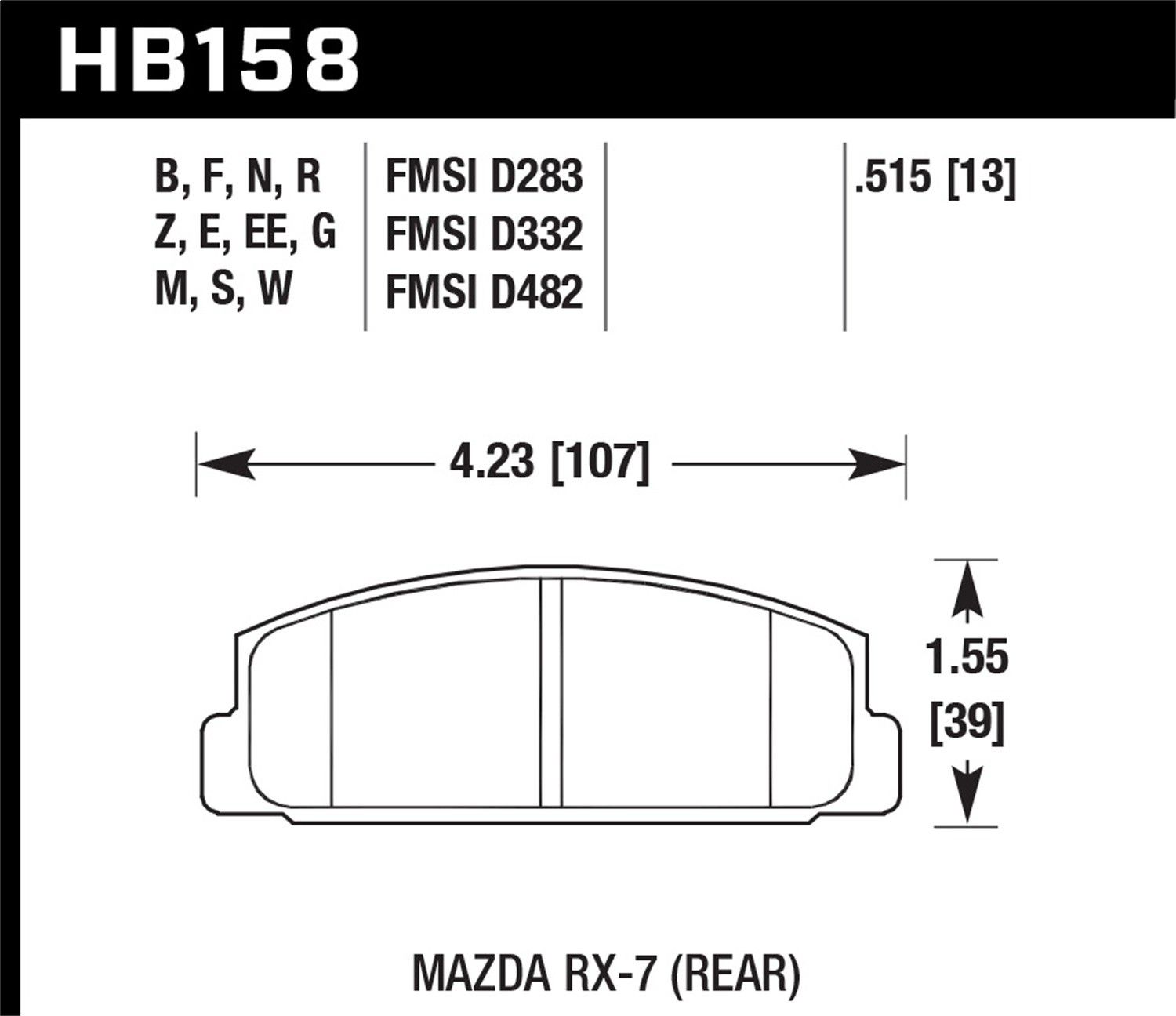 2005, 2004, 2003 Mazda 6 Disc Brake Pad Set