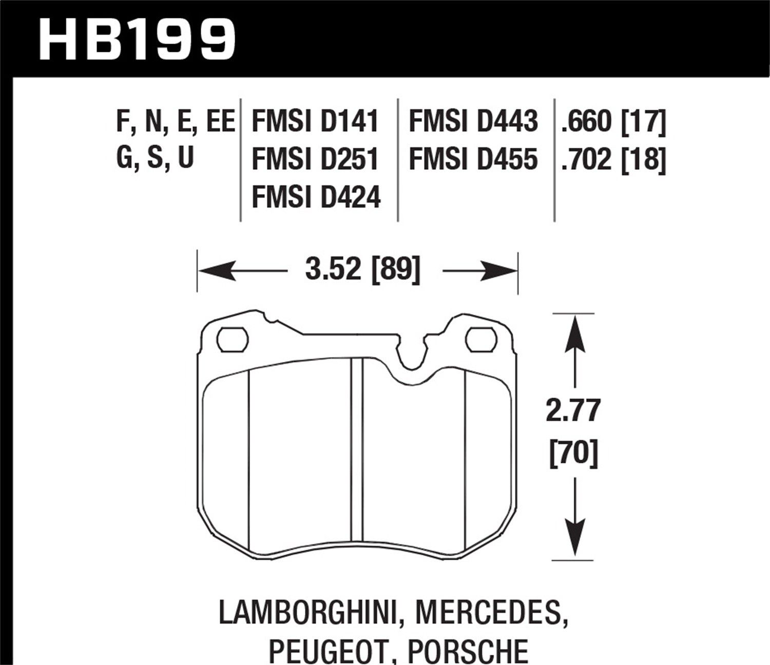 1981, 1980, 1979, 1978 Porsche 928 1978-1981 Mercedes-Benz 560SL Disc Brake Pad Set