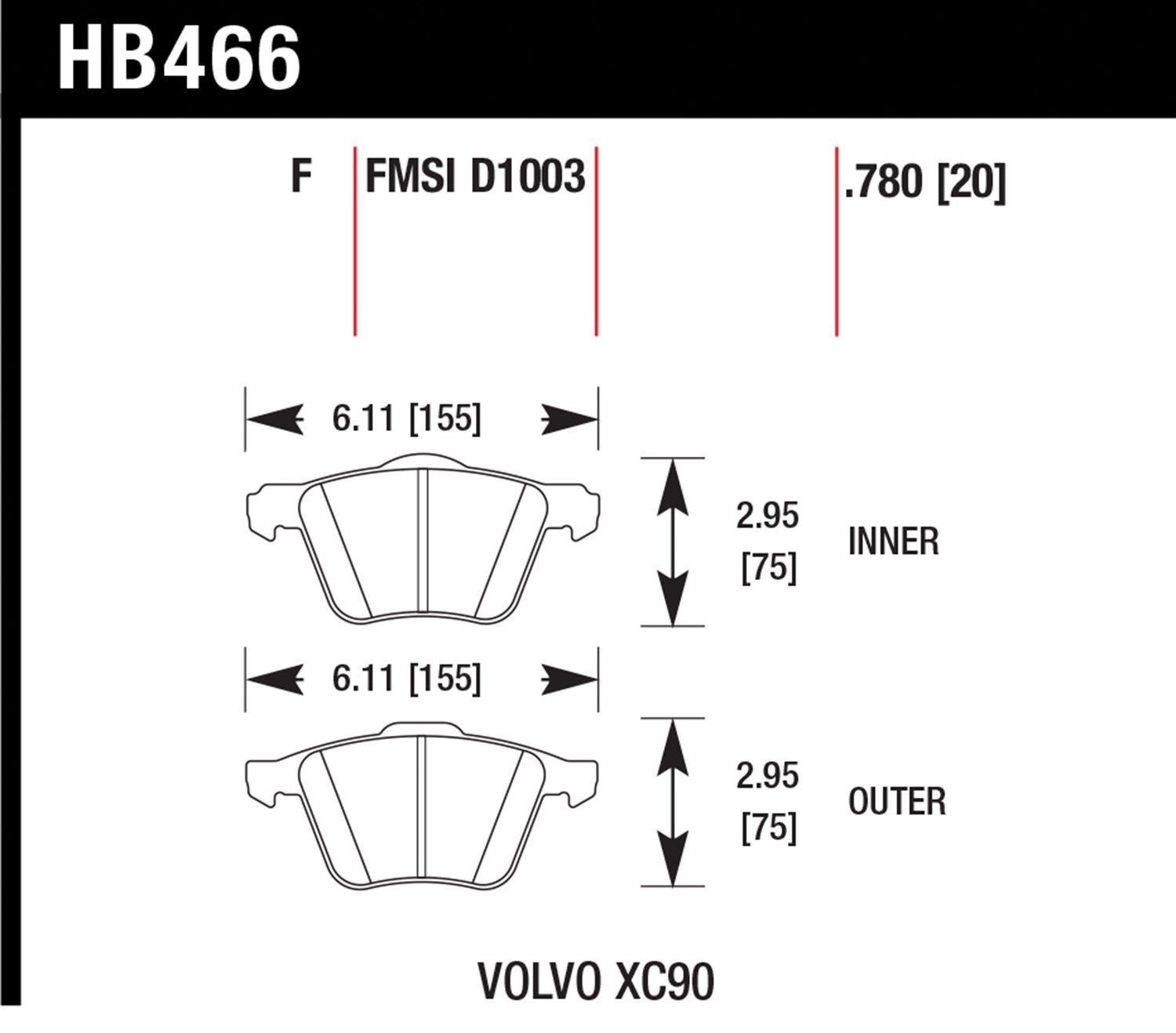 2019, 2018, 2017, 2016, 2015, 2014, 2013, 2012, 2011, 2010 Lexus GX460 Disc Brake Pad Set