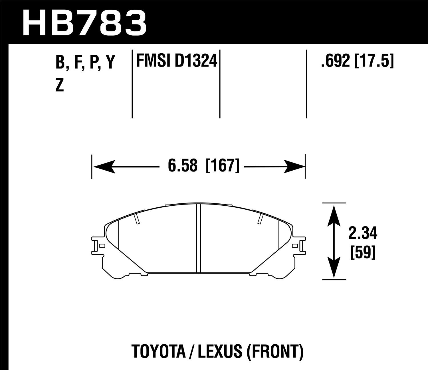 2017, 2016, 2015, 2014, 2013, 2012, 2011, 2010 Lexus RX350 Disc Brake Pad Set