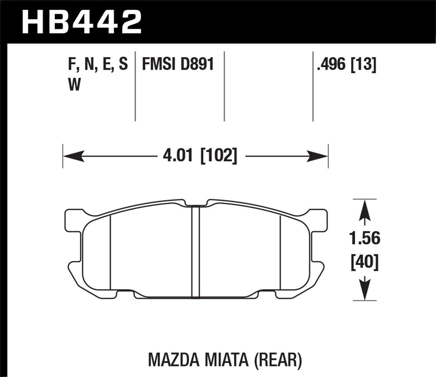 2005, 2004, 2003, 2002, 2001 Mazda Miata Disc Brake Pad Set