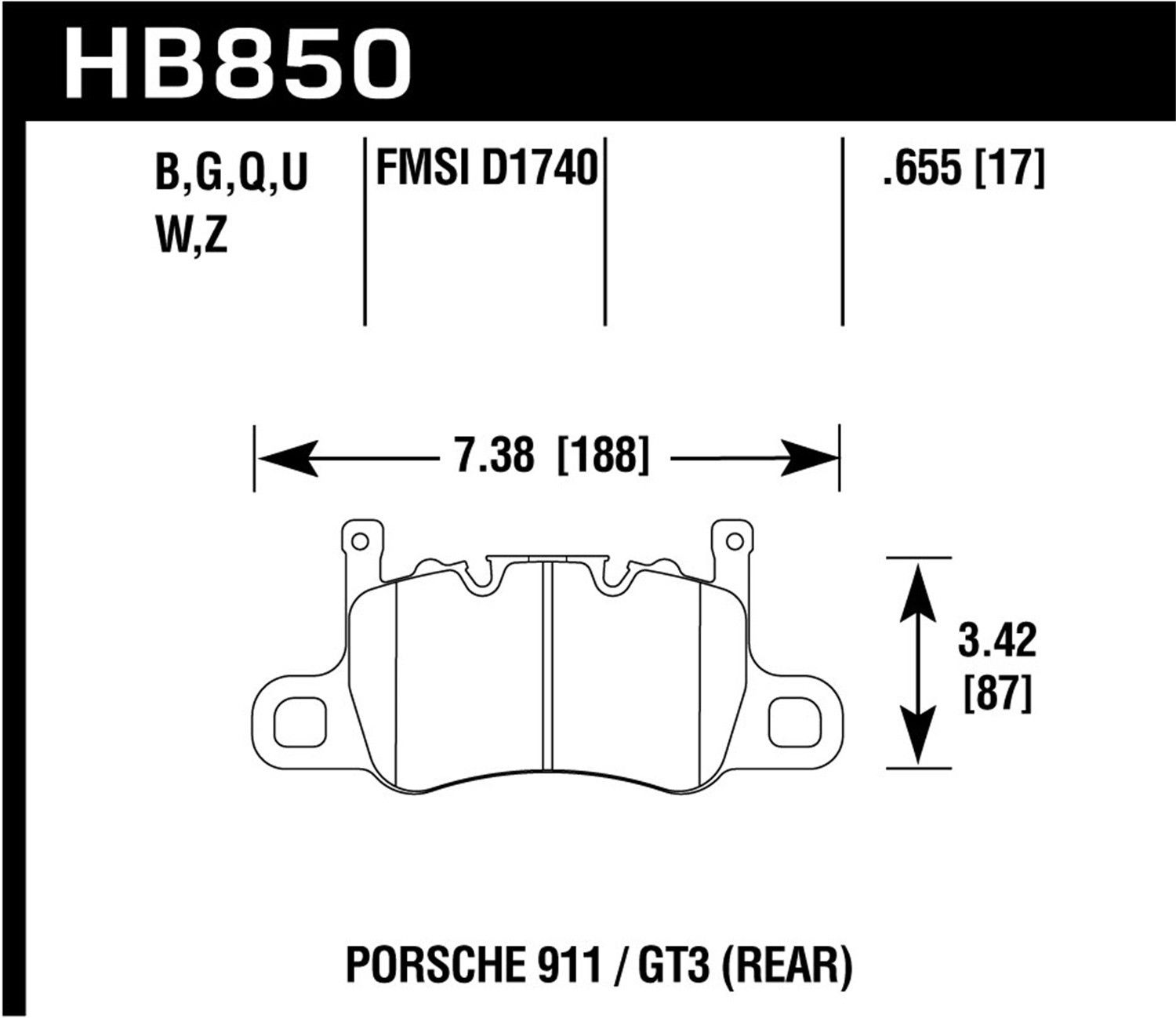 2019, 2018, 2017, 2016, 2015, 2014 Porsche 911 Disc Brake Pad Set