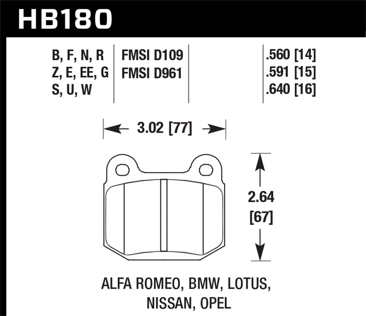 2015 Subaru WRX STI GTV-6 Disc Brake Pad Set