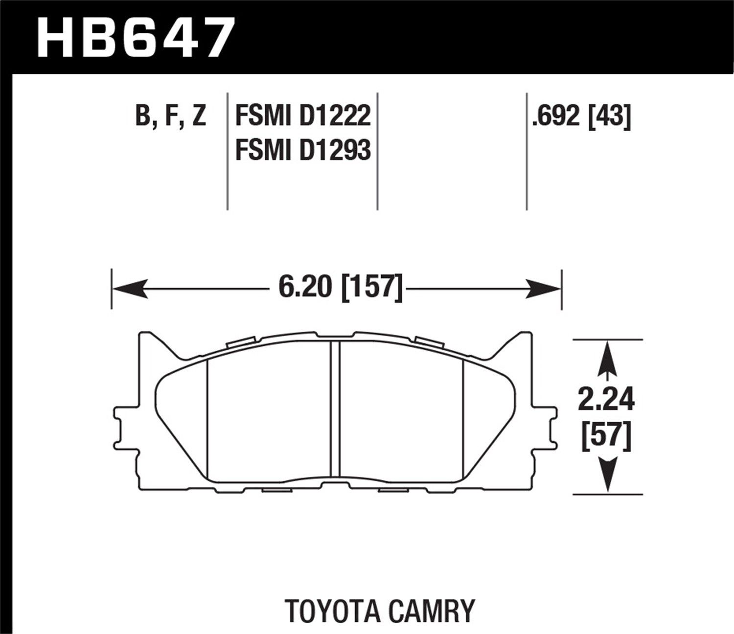 2018, 2017, 2016, 2015, 2014, 2013 Lexus ES300h Disc Brake Pad Set