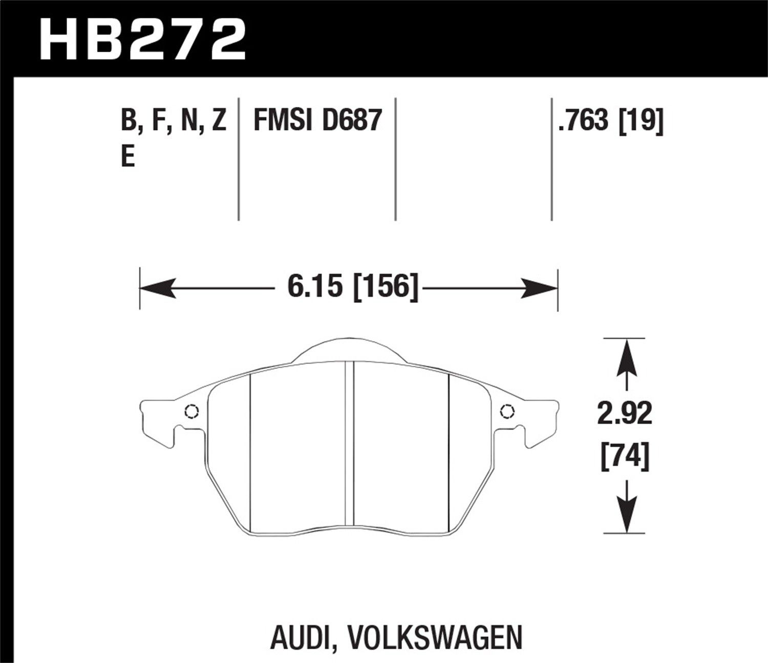 2006, 2005, 2004, 2003, 2002, 2001, 2000 Audi TT Disc Brake Pad Set