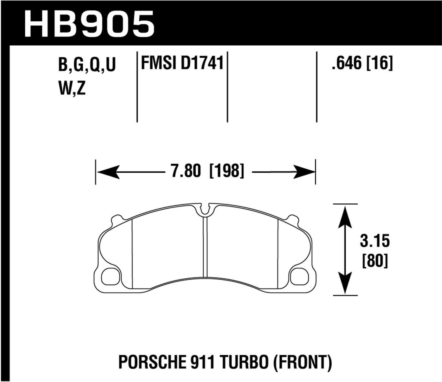 2019, 2018, 2017, 2016, 2015, 2014 Porsche 911 Disc Brake Pad Set