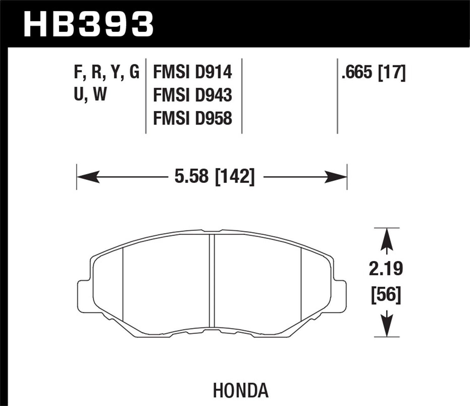 2011, 2010, 2009, 2008, 2007, 2006, 2005, 2004, 2003 Honda Element Disc Brake Pad Set