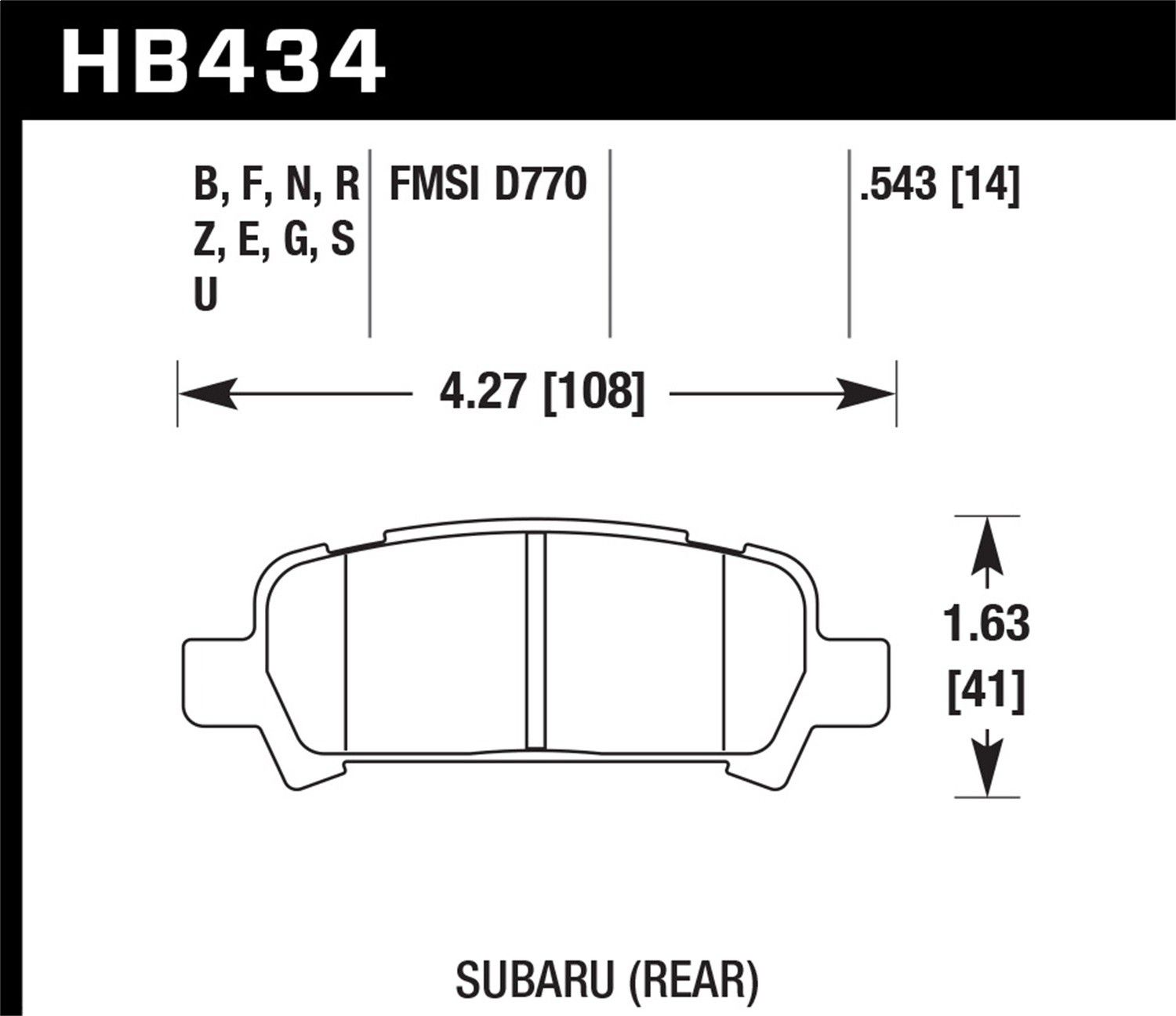 2004, 2003, 2002, 2001 Subaru Outback Disc Brake Pad Set