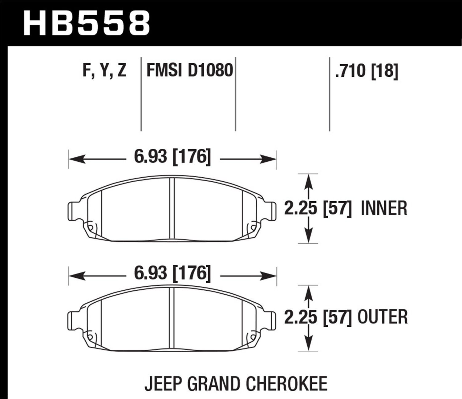 2010, 2009, 2008, 2007, 2006 Jeep Commander Disc Brake Pad Set