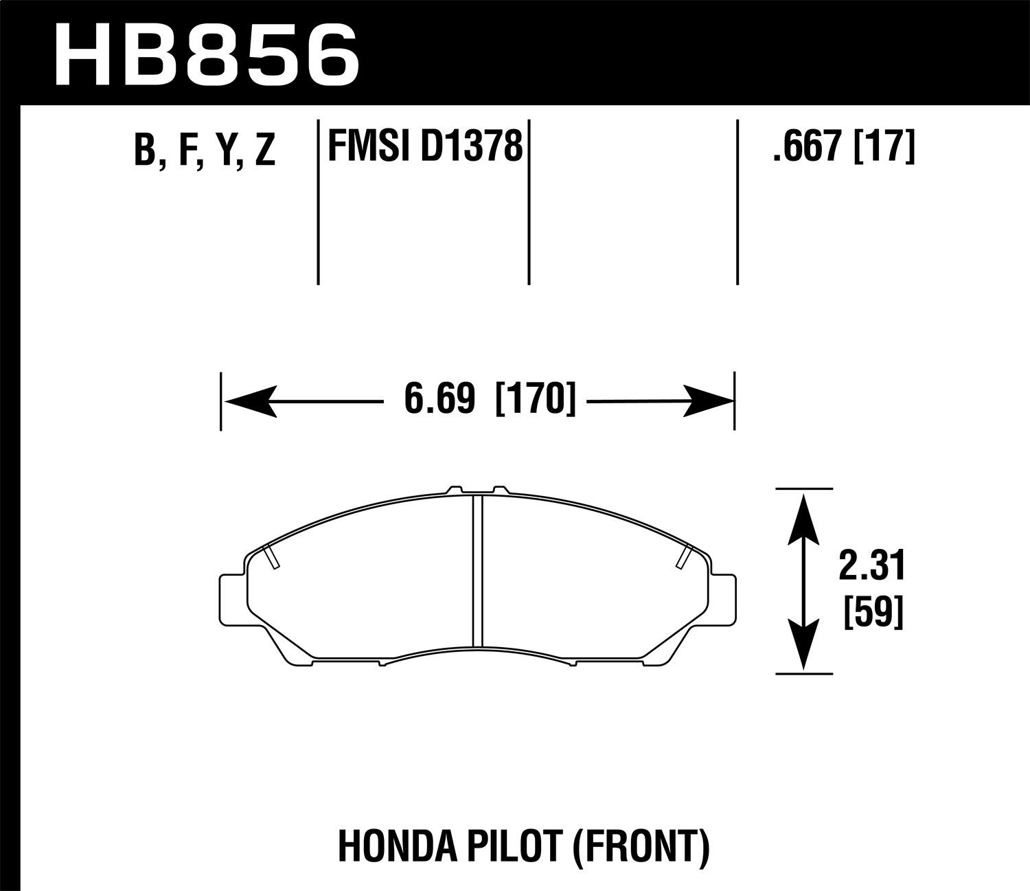 2015, 2014, 2013, 2012, 2011, 2010, 2009 Honda Pilot Disc Brake Pad Set