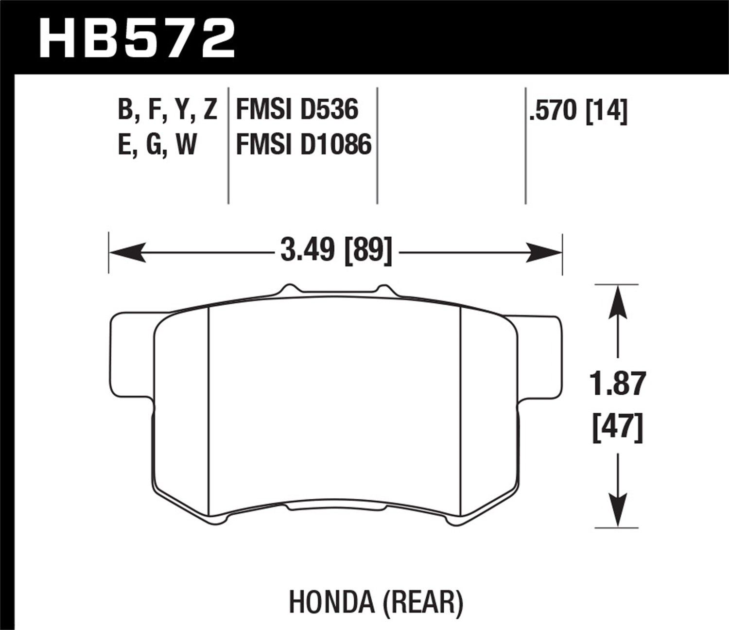 2011, 2010, 2009, 2008, 2007, 2006, 2005, 2004, 2003 Honda Element Disc Brake Pad Set