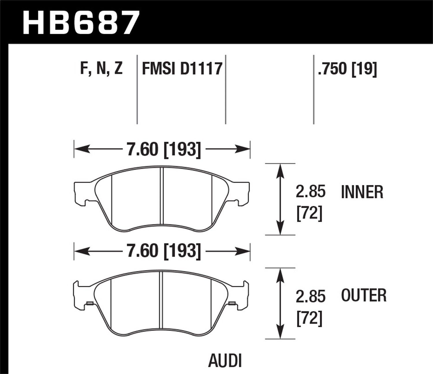 2009, 2008, 2007 Audi S8 Quattro Disc Brake Pad Set