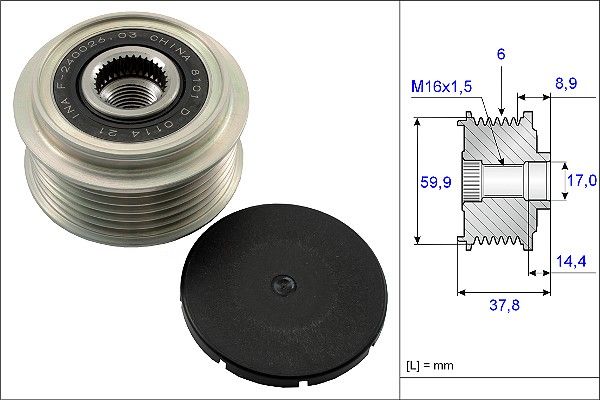 2013, 2012, 2011, 2010 Kia Optima Alternator Decoupler Pulley
