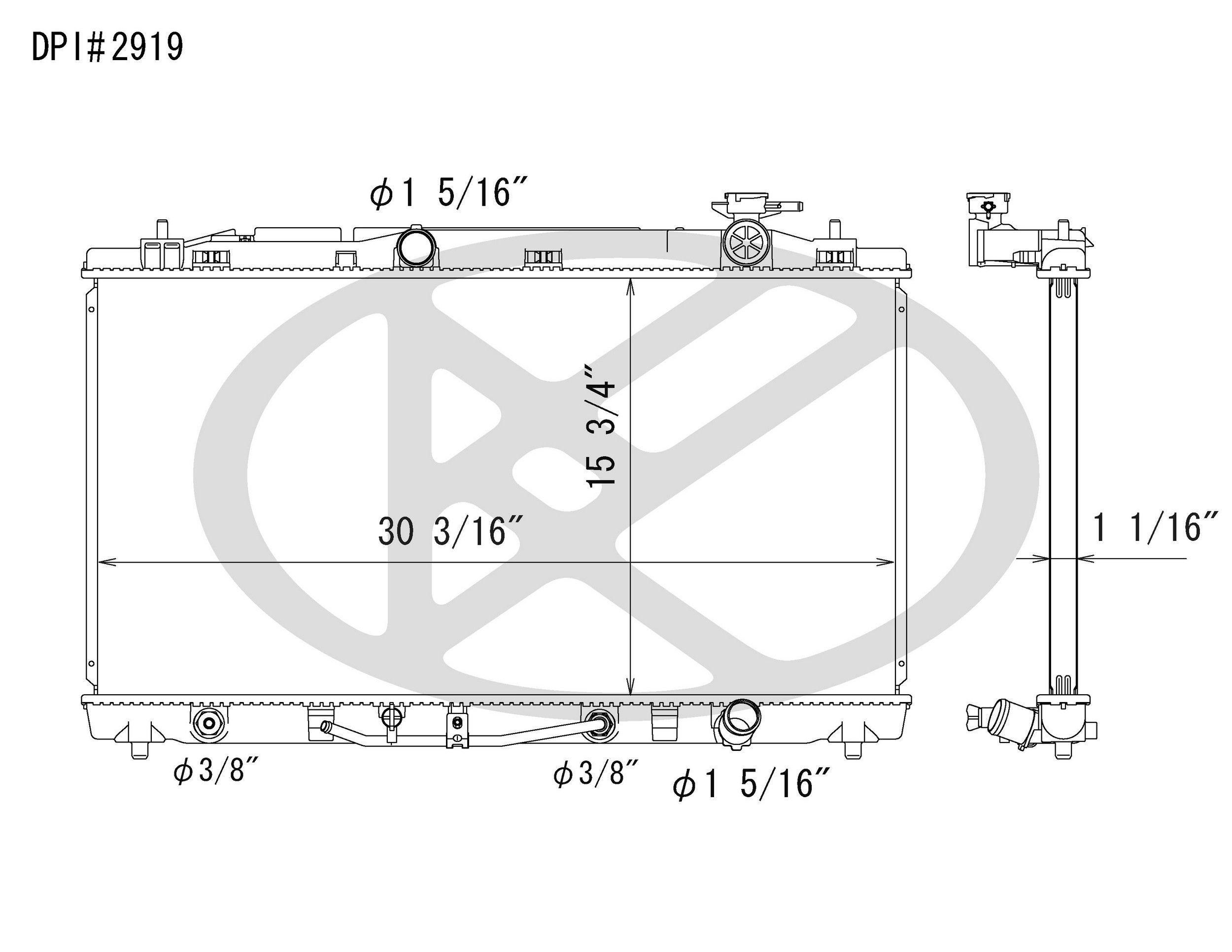 2011, 2010, 2009, 2008, 2007 Lexus ES350 Radiator