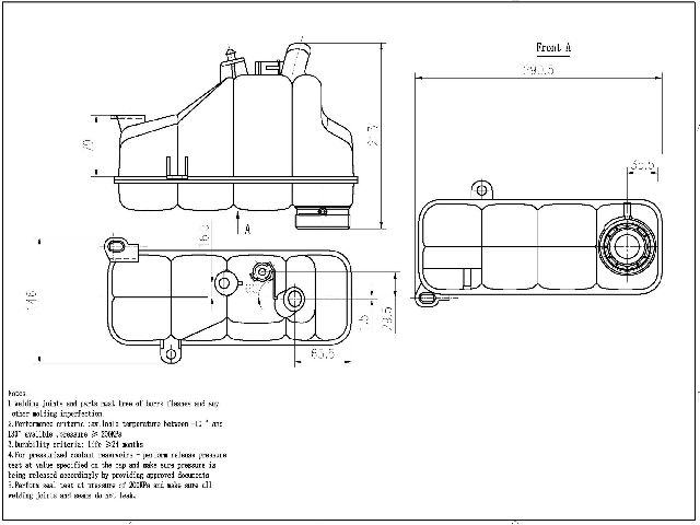 1994-2000 Mercedes-Benz C280 Engine Coolant Reservoir - Front (Mahle)