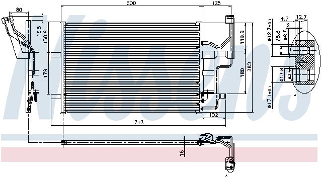 2004-2009 Mazda 3 A/C Condenser and Receiver Drier Assembly (Nissens)