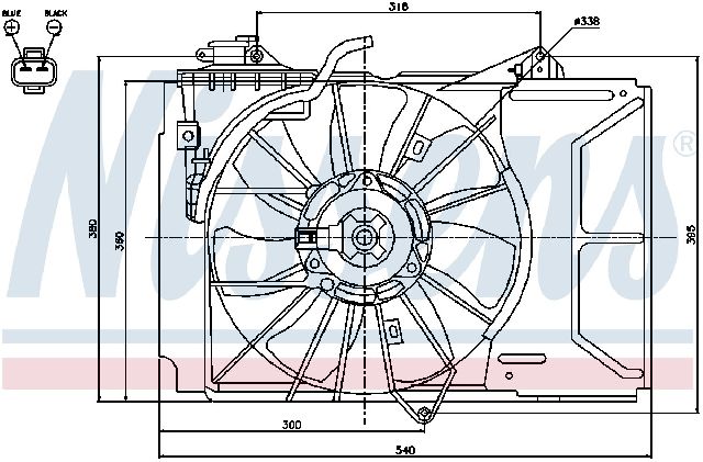 2003-2006 Toyota Camry Engine Cooling Fan Assembly - Left or Right (Nissens)