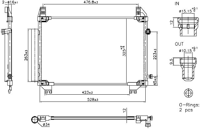 2015-2018 Toyota Yaris A/C Condenser and Receiver Drier Assembly (Nissens)