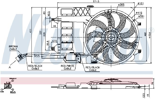 2002-2008 Mini Cooper A/C Condenser Fan Assembly (Nissens)