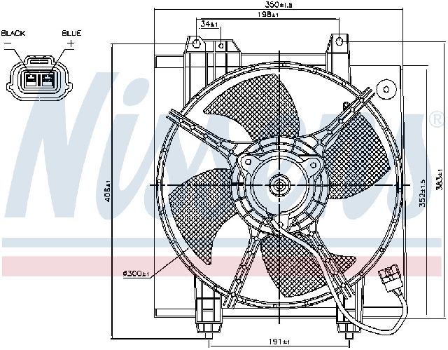 1998-2002 Subaru Legacy A/C Condenser Fan Assembly (Nissens)