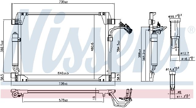 2012-2013 INFINITI M37 A/C Condenser and Receiver Drier Assembly (Nissens)