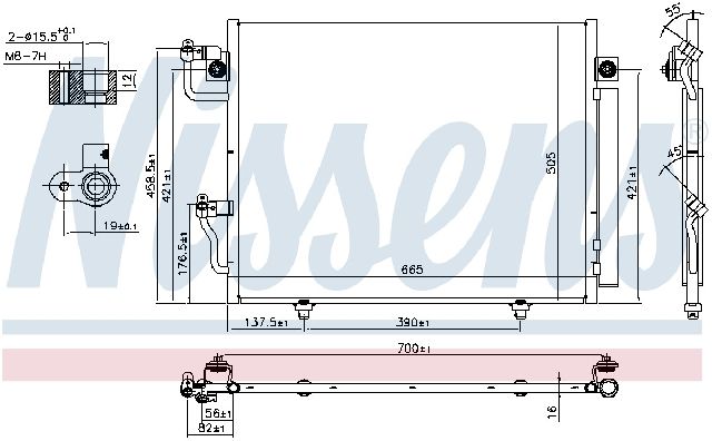 2000-2006 Mitsubishi Montero A/C Condenser and Receiver Drier Assembly (Nissens)