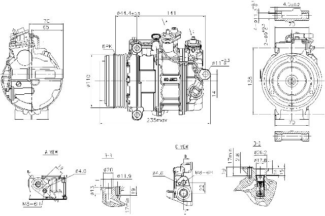 2020-2021 Mercedes-Benz Sprinter 3500 A/C Compressor (Nissens)