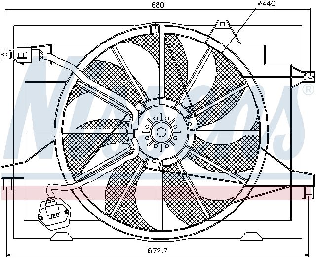 2005-2009 Hyundai Tucson A/C Condenser Fan Assembly (Nissens)