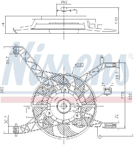 2013-2017 Ford Fiesta Engine Cooling Fan Assembly - Front (Nissens)