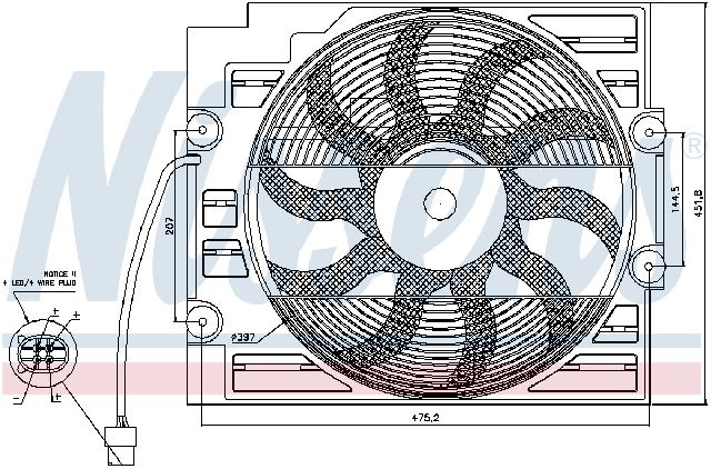 1997-1998 BMW 528i A/C Condenser Fan Assembly (Nissens)