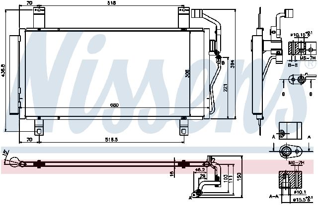 2003-2008 Mazda 6 A/C Condenser and Receiver Drier Assembly (Nissens)