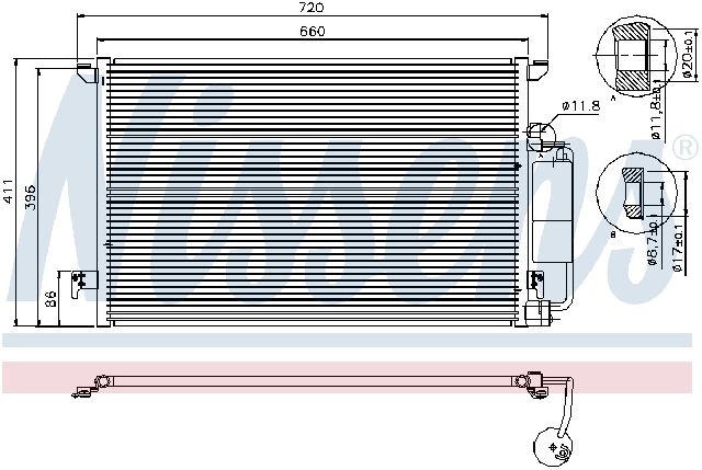 2003-2011 Saab 9-3 A/C Condenser and Receiver Drier Assembly (Nissens)