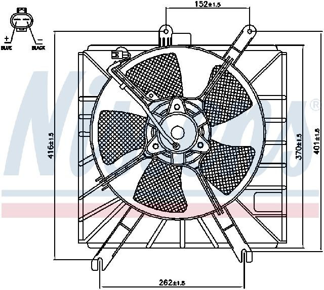 2001-2002 Kia Rio A/C Condenser Fan Assembly (Nissens)